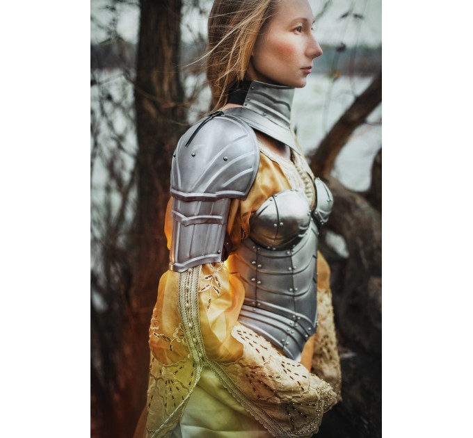 Steel Armor Set Queen of the Lake/Bracers/Pauldrons/Gorget/Corset/Leg Greaves custom made